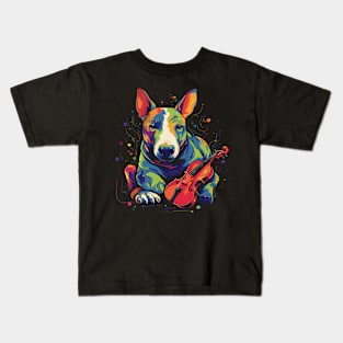 Bull Terrier Playing Violin Kids T-Shirt